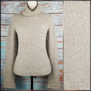 J. Crew taupe fuzzy turtleneck boucle sweater sz M